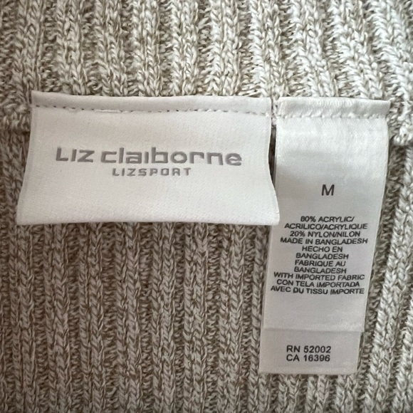 Vintage Liz Claiborne LizSport Ribbed Light Grey Sweater Full-Zip Size Medium - Picture 3 of 3